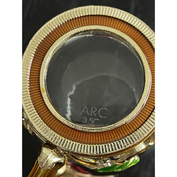 ARC France Glass Coffee Tea Cup Fairy Jeweled Enamel Red Rose Purple Butterfly - Picture 5 of 11